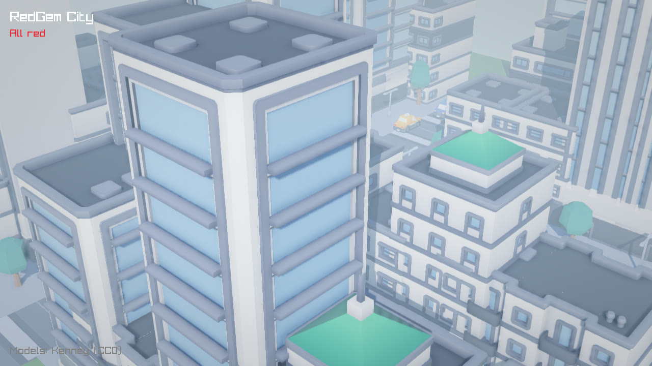 A low-poly crossroad with traffic